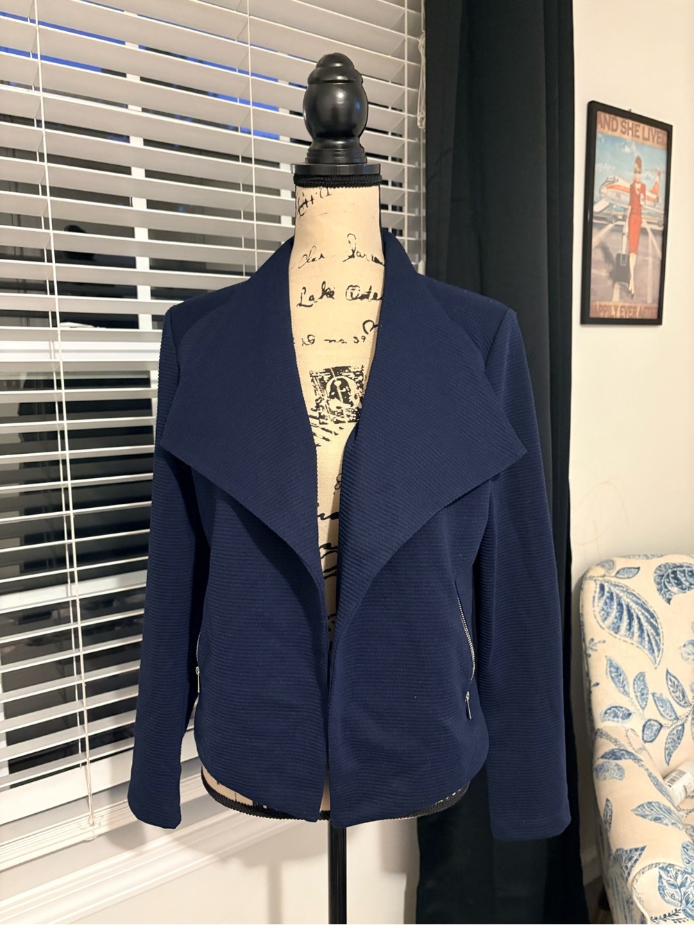 Calvin Klein Women’s Navy Open-Front Jacket blazer